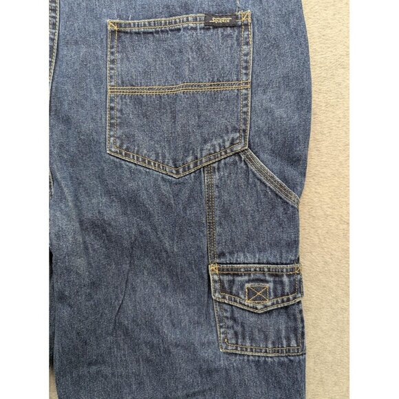 Vintage Squeeze Overalls Womens Medium Blue Denim Bib Carpenter Pockets Y2K - Picture 13 of 16